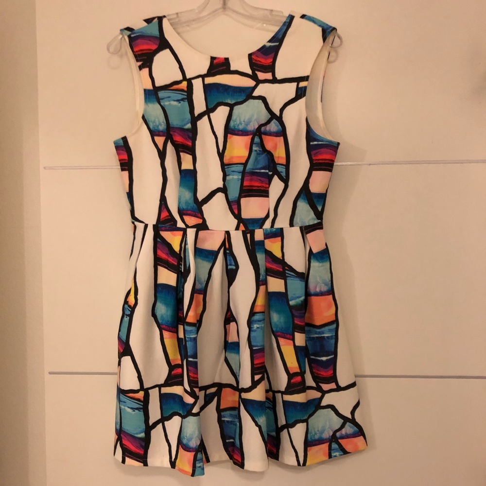 Multi Color Pattern mini dress with open back